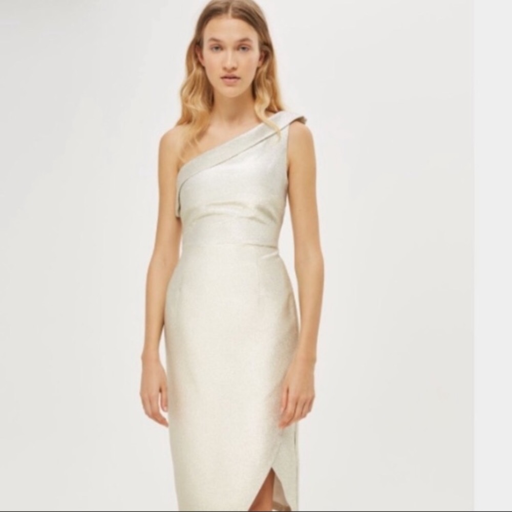 [TOPSHOP] NWT One-Shoulder Champagne Dress ✨